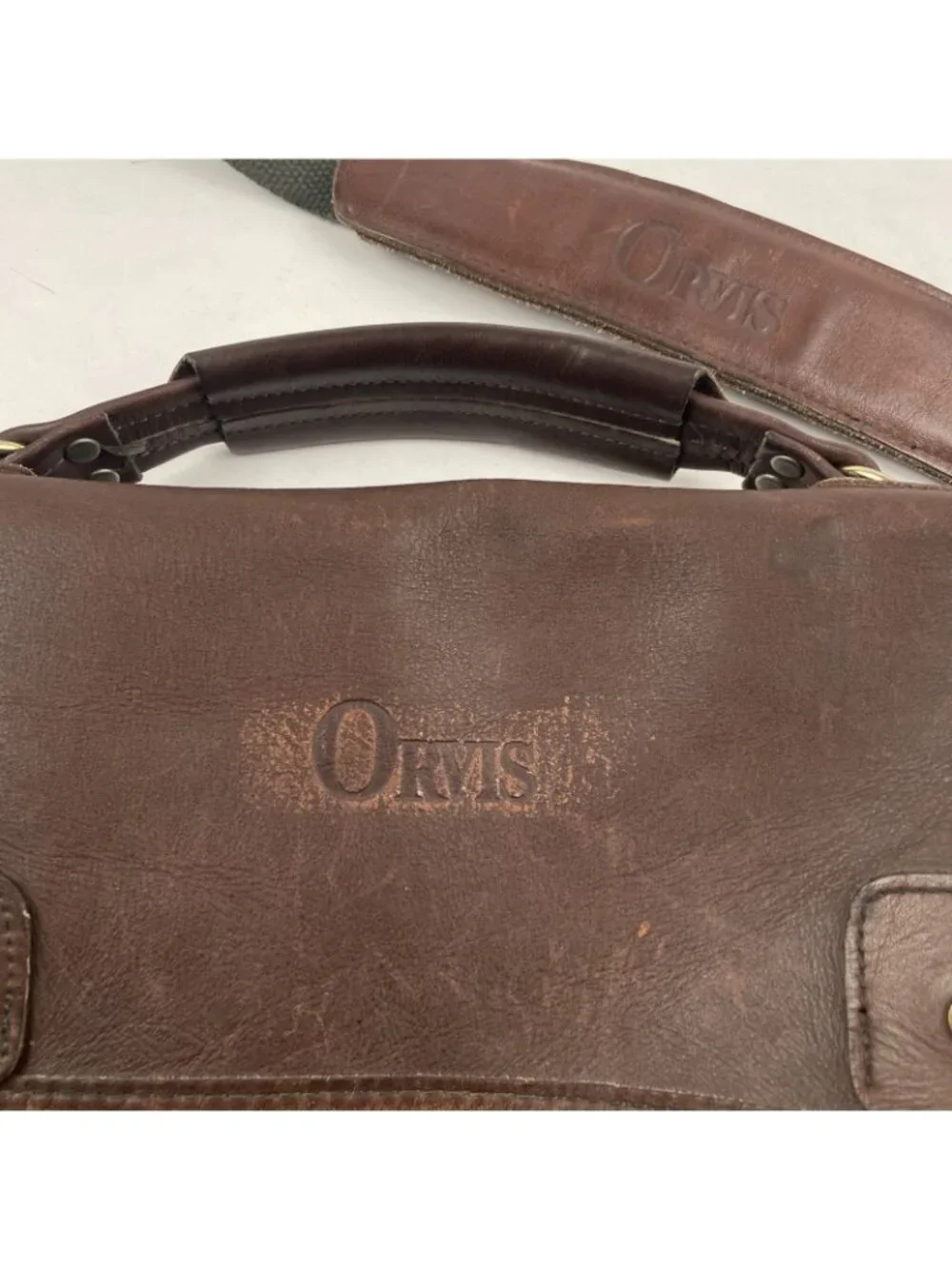 Vintage Orvis Battenkill Canvas Leather Briefcase Messenger Bag Shoulder Strap